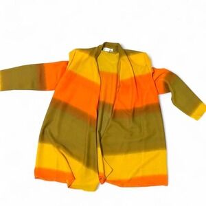 Vibrant orange and green striped silky sheer cardi‎ with a boho vibe cardigan 10